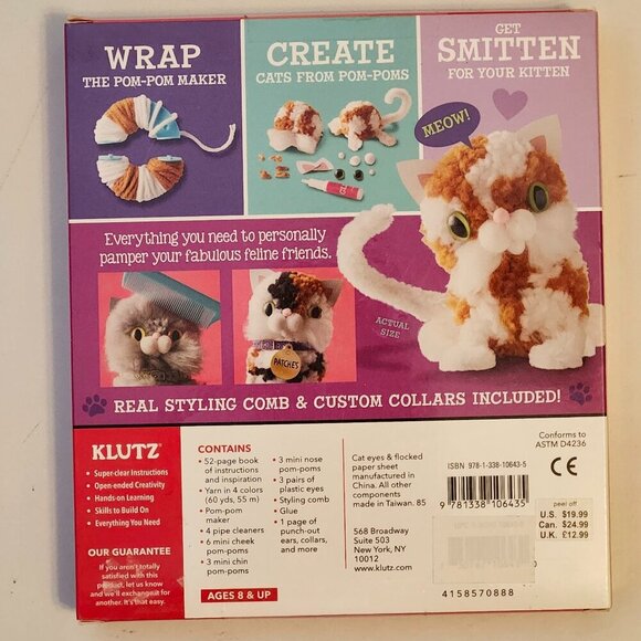 CUTE KLUTZ Pom-Pom Kitties: Make Your Own Cute Cats BNIP - Picture 2 of 2